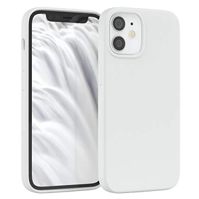 Abbildung von EAZY CASE Premium Silikon Handyhülle kompatibel mit iPhone 12 Mini, Slimcover Kameraschutz und Innenfutter, Silikonhülle, Schutzhülle, Bumper, Handy Case, Hülle, Softcase, Weiß