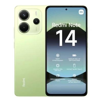 Abbildung von Xiaomi Redmi Note 14 Smartphone, 8 + 128GB, Green, 108MP AI Kamerasystem, 5500mAh Akku, 120Hz Augenschutzdisplay, Funktionen (kein Ladegerät enthalten)