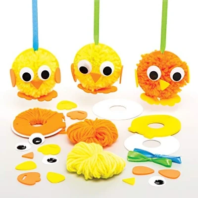 Abbildung von Baker Ross Osterküken Pom Bastelsets Bastelset für Kinder (4 Stück)