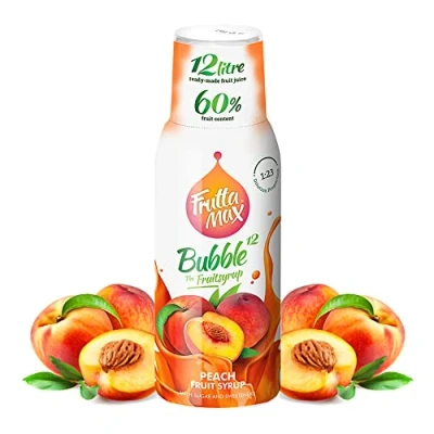 Abbildung von 2 x 500 ml FruttaMax Pfirsiche Getränkesirup Frucht sirup Konzentrat weniger Zucker mit 60% Fruchtanteil