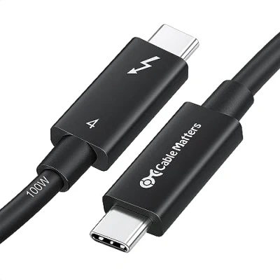 Abbildung von [Intel Zertifiziertes] Cable Matters 40Gbps aktives USB C Thunderbolt 4 Kabel 2m mit 100W Aufladung und 8K Video in 2 Meter Universell kompatibel USBC, USB4 3