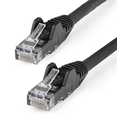 Abbildung von StarTech.com 50cm Netzwerkkabel CAT6 LSZH(weniger Rauch, Halogenfrei) 10Gbit 650MHz 100W POE RJ45 U/UTP LAN Patch Kabel Schwarz, ETL Zertifizierung, 24AWG, Installationskabel (N6LPATCH50CMBK)