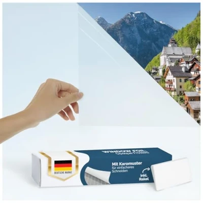 Abbildung von Blumtal Fensterfolie mit Milchglas Effekt für Privatsphäre, blickdicht, zuschneidbar, UV Schutz bei Fenstern, Duschkabinen und Co.