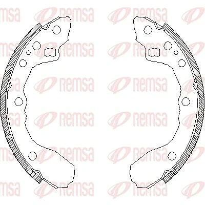 Abbildung von REMSA 4344.00 Bremsbacken Hinterachse 200 26 ohne Hebel MAZDA: 626 III Limousine