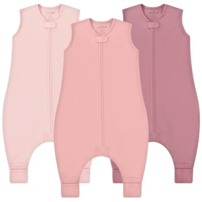 Abbildung von Mama Cheetah Baby Schlafsack mit Füße 0.5 TOG, Sommerschlafsack, Bio Baumwolle Schlafsäcke ohne Ärmeln Babyschlafsack Beinen für Säugling Kinder Junge Mädchen, 70cm (Baby Höhe 72 82cm)