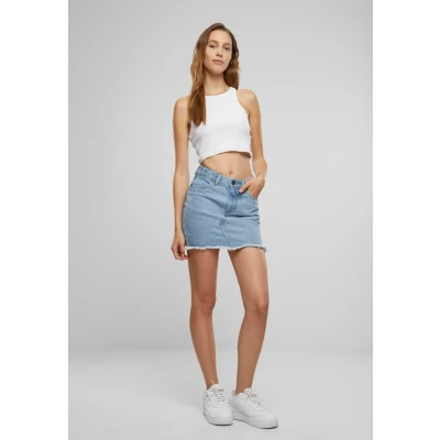 Abbildung von Urban Classics Damen Rock Ladies Heavy Mini Denim Skirt, Jeans Minirock, kurzer Jeansrock mit offenem Saum