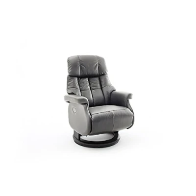 Abbildung von Robas Lund Relaxsessel Calgary Comfort XL elektrisch verstellbar, bis 150 kg belastbar, Echtleder schlammfarben, Gestell Holz schwarz