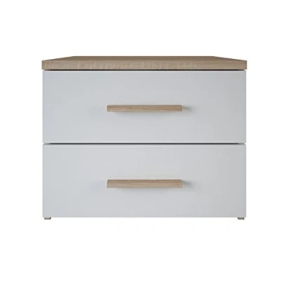 Abbildung von Demeyere Selena Nachttisch 2 Schubladen, Spanplatte, Sonoma Eiche/weiß, 50.3 x 41.9 39.9 cm