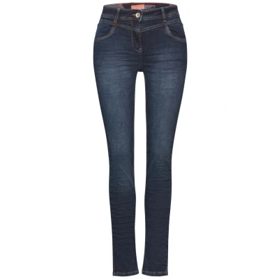 Abbildung von CECIL Damen Style Vicky 1 knopf 59 Jeans Slim Fit, Mid Blue Wash, 32W / 28L EU