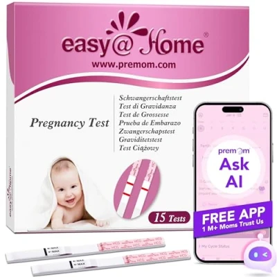 Abbildung von Easy@Home 15 x Schwangerschaftstest Frühtest 10 mIU/ml Empfindliches Pregnancy Test Frühschwangerschaftstest Streifen mit Höchster Genauigkeit Zuverlässiger Ultra Schwangerschaft