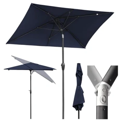 Abbildung von Sekey Aluminum Sonnenschirm 210 x 140 cm Balkon Rechteckig für Garten &amp; Terrasse Sonnenschutz UV 50+