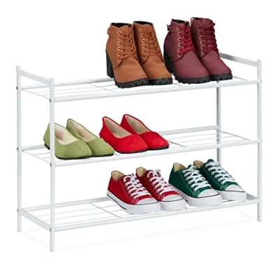 Abbildung von relaxdays Schuhregal Metall mit 3 Ablagen, Weiß