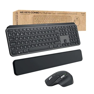Abbildung von Logitech MX Keys Combo for Business Gen 2, Full Size Kabellose Tastatur und Maus, Spanisches QWERTY Graphit