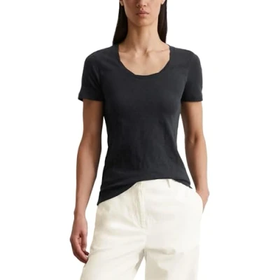 Abbildung von Marc O&#039;Polo Deep Round NECK Twisted Tshirt basic, Damen, Größe: XXS, night blue