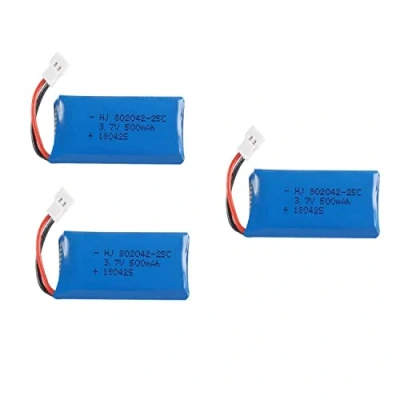 Abbildung von YUNIQUE GREEN CLEAN POWER Set von 3 Wiederaufladbaren LiPo Batterien 3.7V 500mAh Kompatibel mit HUBSAN X4, JXD 385 Drohnen Verlängerte Flugzeit, Azurblau/Blau Maße: 42x20x8 Gewicht: 13 Gramm
