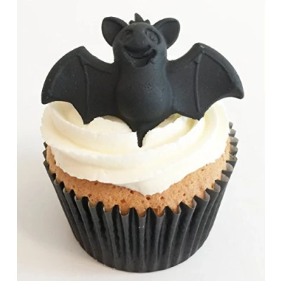 Abbildung von Holly Cupcakes 6 Handgemachte Kuchendekorationen aus Zucker: Fledermaus / Sugar Bats