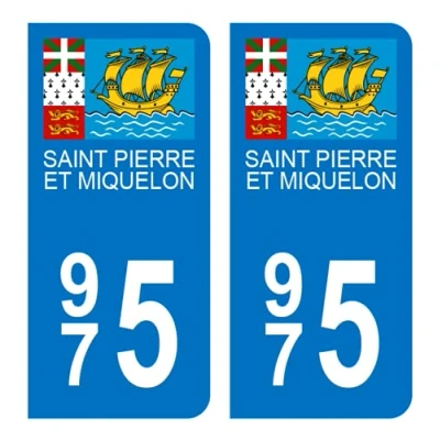 Abbildung von Hadexia Aufkleber für Nummernschild, Auto, 975, Saint Pierre et Miquelon DROM