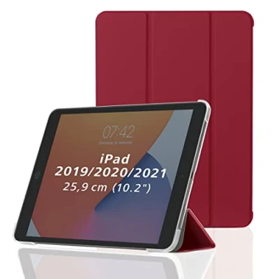 Abbildung von Hama Hülle für Apple iPad 2021 / 2020 2019 10.2&quot; (aufklappbares Case Tablet 10,2 Zoll Gen. 7/8/9, Schutzhülle mit Standfunktion, transparente Rückseite, magnetisches Cover) rot
