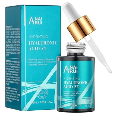 Abbildung von ANAiRUi Hyaluron Serum mit Vitamin B5, C &amp; E, Anti Falten, Aging und Dunkle Flecken, Feuchtigkeit Hyaluronsäure Gesichtsserum Gesichtspflege Männer Frauen 30 ml