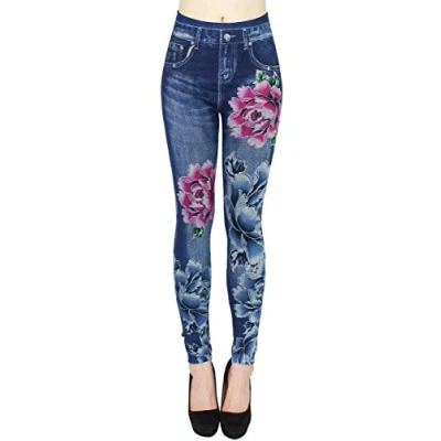 Abbildung von dy_mode Thermoleggings Thermo Leggings Damen Jeggings Gefüttert Hochbund Jeans Optik Leggins