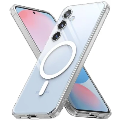 Abbildung von Ringke Fusion Magnetic Case [Kompatibel mit MagSafe] für Samsung Galaxy S24 FE Hülle, Transparente Hart PC Rückseite Stoßfeste TPU Bumper Handyhülle Magnet Ladegerät/Zubehör Clear
