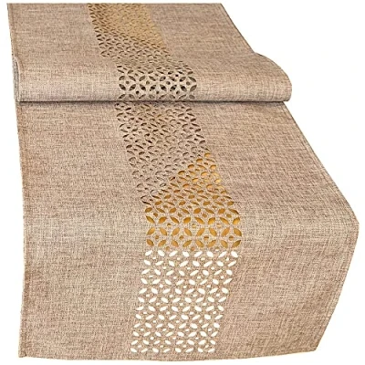 Abbildung von matches21 HOME &amp; HOBBY Tischdecke Tischläufer Durchbrochene Ornamente hellbraun 40x140 cm (1 tlg)