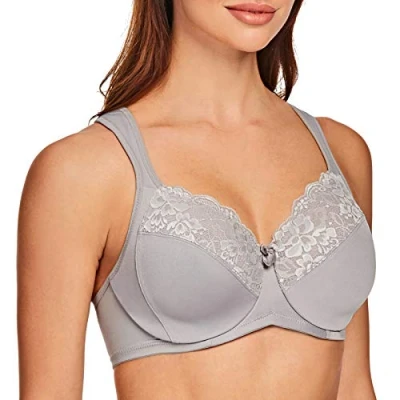 Abbildung von MELENECA Damen BH mit Bügel Spitze Klassischer Große Größen Minimizer Grey 85B