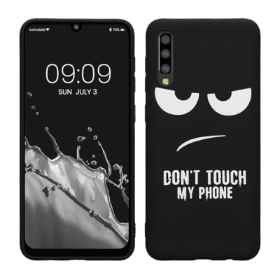 Abbildung von kwmobile Hülle kompatibel mit Samsung Galaxy A50 Handyhülle Silikon Case Don&#039;t Touch My Phone Weiß Schwarz