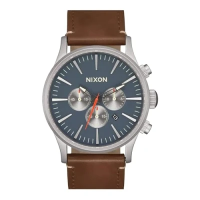Abbildung von Nixon Herren Analog Japanisches Quarzwerk Uhr mit Leder Armband A1391 5195 00