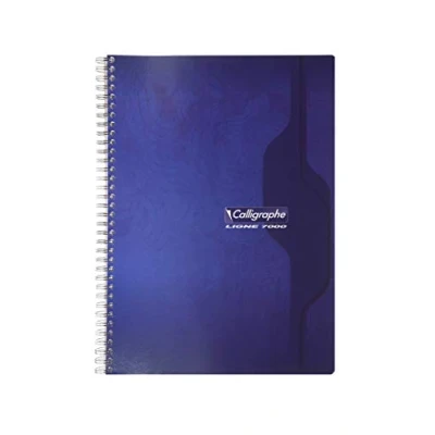 Abbildung von Clairefontaine 2416C Packung mit 5 Heften Calligraphe Spiralbindung, DIN A4, französische Lineatur, 90 Blatt, 70g, farbig sortiert, 1 Pack