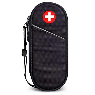 Abbildung von SITHON EpiPen Medical Tragetasche, tragbare Notfalltasche Isolierte Medikament Tasche Organizer für 2 EpiPens, Asthma Inhalator, Anti Histamin, Auvi Q, Allergy Medicine Essentials, (Schwarz)