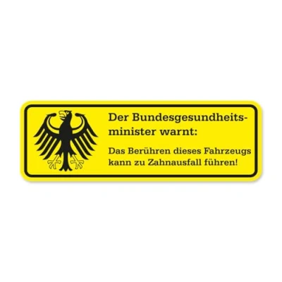 Abbildung von easydruck24de Fun Aufkleber Warnung Zahnausfall I lustiger Spruch für Motorrad Mofa, als Auto Fahrrad wetterfest (Gelb 15 x 5 cm)