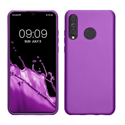 Abbildung von kwmobile Case kompatibel mit Huawei P30 Lite Hülle Schutzhülle aus Silikon metallisch schimmernd Handyhülle Metallic Violett