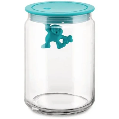 Abbildung von Alessi Vorratsdose Gianni A Little Man Holding On Tight AMDR05 AZ Blau 900 ml von Mattia Di Rosa