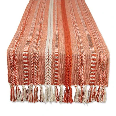 Abbildung von DII Farmhouse Tischläufer Kollektion, geflochten, gestreift, 38,1 x 274,4 cm (15 113, Fransen im Lieferumfang enthalten), Vintage Rot