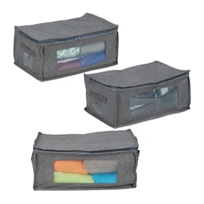 Abbildung von relaxdays Unterbettkommode Aufbewahrungstasche 3er Set, Grau