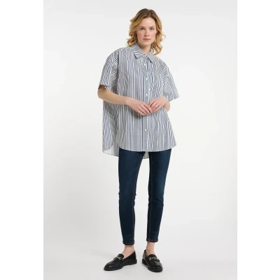 Abbildung von DREIMASTER Maritim Women&#039;s Blouse L / Off White Marine 100% Baumwolle