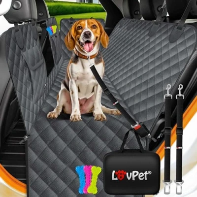 Abbildung von LovPet® 2in1 Hundedecke für Auto Rückbank &amp; Kofferraum mit Seitenschutz und Sichtfenster Kofferraumschutz Wasserabweisende Hunde Autoschondecke Universal Autoschutzdecke Autodecke Rücksitz Anthrazit