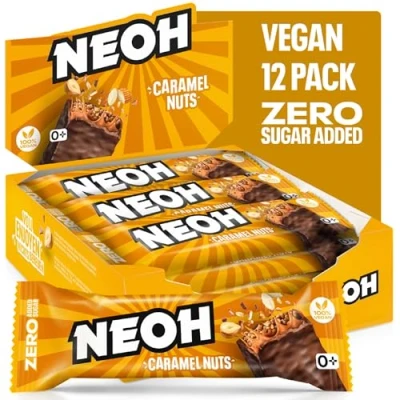 Abbildung von NEOH Zero Zucker Karamell Nuss Riegel Vegan &amp; Low Carb 137 kcal 1g 6g Protein Die gesunde Alternative zu herkömmlichen Süßigkeiten 12er Pack