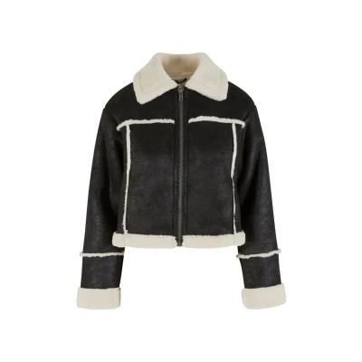 Abbildung von Urban Classics Kunstlederjacke, Damen, Größe: 3XL, Black whitesand