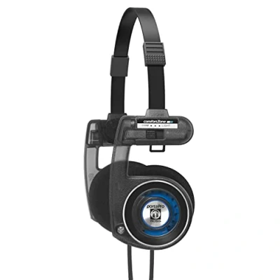 Abbildung von Koss Porta Pro Utility On Ear Kopfhörer, abnehmbares austauschbares Kabelsystem, zusammenklappbares Design, Stealth Grey