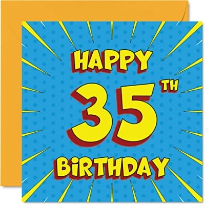 Abbildung von Lustige Geburtstagskarte zum 35. Geburtstag für Männer Frauen, Comic Buch, Karte Tochter, Schwester, Bruder, Vater, Mutter, Sohn, Cousine, Tante, Onkel, 145 mm x Grußkarten,