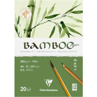 Abbildung von Clairefontaine 975919C Block Bamboo Aquarelle, einseitg geleimt, 20 Blatt Bambuspapier 250g, DIN A4 21x29,7cm, 1
