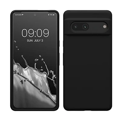 Abbildung von kwmobile Hülle kompatibel mit Google Pixel 7 Silikon Handy Case Handyhülle weiche Oberfläche kabelloses Laden Schwarz