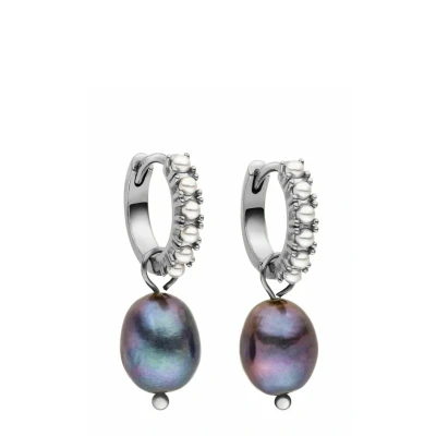 Abbildung von Purelei® Pearly Creolen Damen Edelstahl 18K vergoldet/rosé/silber Mit schimmernden Keshiperlen &amp; Glasperlen Ohrringe Ø 15 mm Schmuck Unikate (Silver)