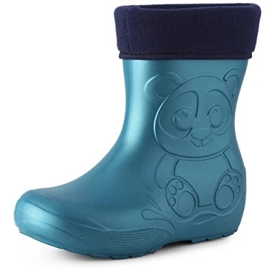 Abbildung von Ladeheid Eva Kinder Jungen Mädchen Gummistiefel Regenschuhe gefüttert LA CA 11 (Metallisches Blau, 22/23 EU)