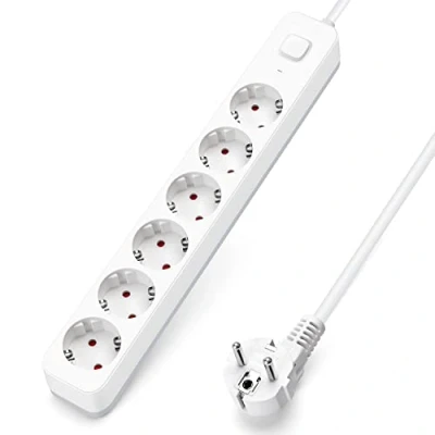 Abbildung von Aigostar Steckdosenleiste 6 fach mit Schalter, Mehrfachsteckdose Kindersicherung, Verteilersteckdose 1.5 m Kabel