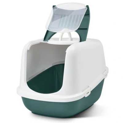 Abbildung von PETGARD Katzentoilette XXL NESTOR JUMBO, weiss dunkelgrün speziell für große Katzenrassen