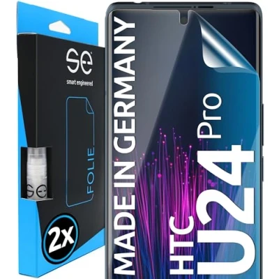 Abbildung von 2x se® 3D SCHUTZFOLIE Transparent für HTC U24 Pro, Selbstheilend, 100% Fingerabdruck &amp; FaceID kompatibel, einfache blasenfreie Installation, Ultra Klar, Stoß Kratzfest TPU Material, aus Deutschland