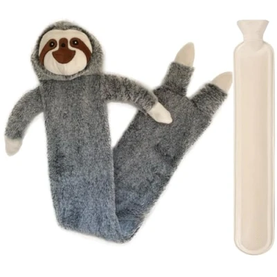 Abbildung von Siyecioa Wärmflasche Lang mit Weichem Bezug Wärmeflasche Groß 2L Flauschig, Kuscheltier, Bettflasche für Kinder und Erwachsene Geschenke Frauen(faultier)